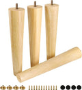 FoDau770 Rubber Wood Furniture Legs 12 Inches, Straight Tapered Wood Feet Mid Century Sofa Legs Set of 4, 5/16" UNC Furniture Feet Replacement Parts for Cabinet Couch Dresser Chair Ottoman Table