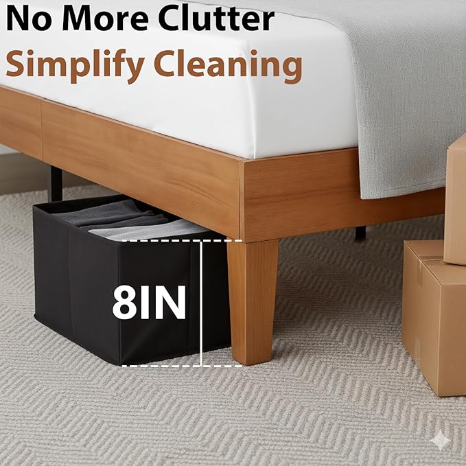 Sweetcrispy Solid Wood Bed Frame - King Size Mattress Foundation with Headboard, No Box Spring Needed with 1100LBS Sturdy Wooden Slats Support, Noise Free, Easy Assembly
