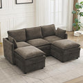 80" Cloud Modular 3 Seater Sofa with 2 Storage Ottoman, Modern Upholstered Storage Sofa Couch Deep Seat, U Shape Sectional Sofa Chenille Comfy Couch with Armrests for Living Room, Small Space, Brown | Modular Sofa, Storage Ottoman, Upholstered Sofa, Se...