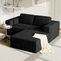 Vesgantti 80" Modular Sectional Sofa, Corduroy Cloud Couch with Deep Seats & Spring Support, Compact 2 Seater Boneless Couch, L-Shaped Modular Sofa for Small Spaces, Apartments, No Assembly, Black