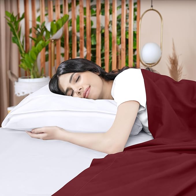 Utopia Bedding Flat Sheet - Soft Brushed Microfiber Fabric - Shrinkage & Fade Resistant Top Sheet - Easy Care - 1 Flat Sheet Only (King, Burgundy)