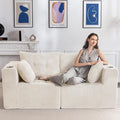 MAXYOYO Modular Sectional Sofa Couch, Loveseat Boneless Cloud Couch for Living Room, Sofa in A Box, Tufted Upholstered Cozy Chair with Cup Holders, No Assembly Required, Beige