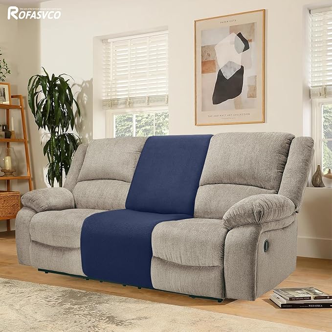 Waterproof Reclining Sectional Couch Covers Washable L Shaped Couch Cover for Sectionals Recliner Sofa Covers Stretch Corner Recliner Slipcovers for Dogs (Additional Seat Cover, Navy Blue)