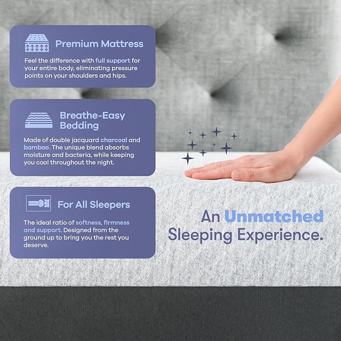 Celestial Sleep 12 Inch Twin Mattress, Made in The USA, CertiPUR-US®, Oeko-Tex®, and Fiberglass-Free™ Certified Cooling Bed, Gel Memory Foam Mattress in a Box - Soft
