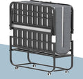 Folding Bed, 74.4"x46" Portable Beds for Adults, Heavy Duty Sturdy Metal Frame, Foldable Bed on Wheels for Twin Size, Space Saving Rollaway Bed for Guest Easy Storage