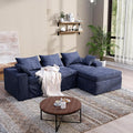 108 Inch Cloud Sectional Couch, Modular Sectional Sofa with Deep Seat, Convertible L-Shape Couch with Ottoman, 3 Seater Cloud Couches for Living Room, No Assembly Required (Blue)
