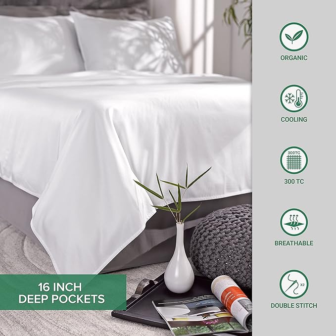 Pure Bamboo Twin Sheets, Genuine 100% Organic Viscose Derived from Bamboo Bed Sheet Set, Luxuriously Soft & Cooling, Double Stitching, 2 Year Quality Promise (Twin, Pesto)