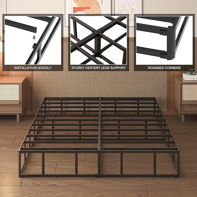 Lutown-Teen 10 Inch Full Size Box Spring High Profile, Heavy Duty Metal Box Spring Full Bed Base with Fabric Cover, Mattress Foundation, Noise Free, Easy Assembly