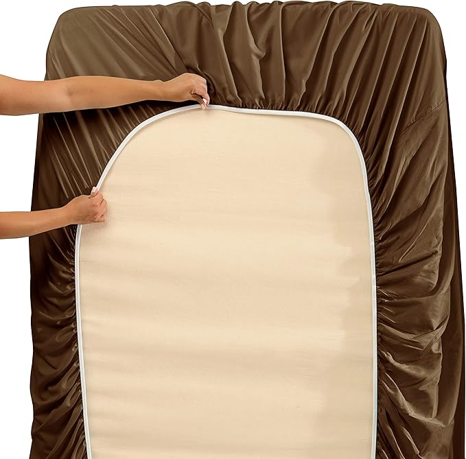Hearth & Harbor Extra Deep Pocket Sheets - Fits Mattress 18-24 Inches Deep - Extra Deep Pocket Full Size Sets - 6 Piece Full Size - Full - Brown