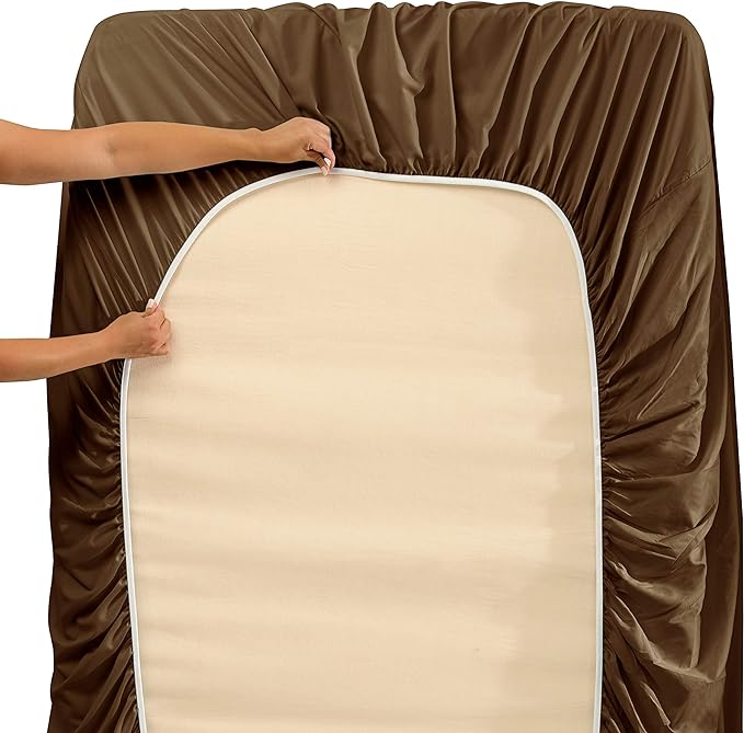 Hearth & Harbor Extra Deep Pocket Sheets - Fits Mattress 18-24 Inches Deep - Extra Deep Pocket California King Size - 6 Piece Cal King Sheets - Cal King, Brown