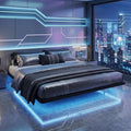 SHA CERLIN Floating Bed Frame King Size with Smart LED Lights and Charging Station, Heavy Duty Metal Platform Bed with Modern Design,No Box Spring Needed, Easy Assembly, Matte Black