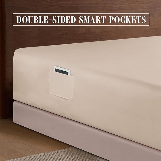 Elegant Comfort 1500 Premium Hotel Quality 18-24 Inches Deep - Extra Deep Pocket Single Fitted Sheet for High Mattress, Luxury and Softest, Smart Pocket - Wrinkle Free, Full, Cream