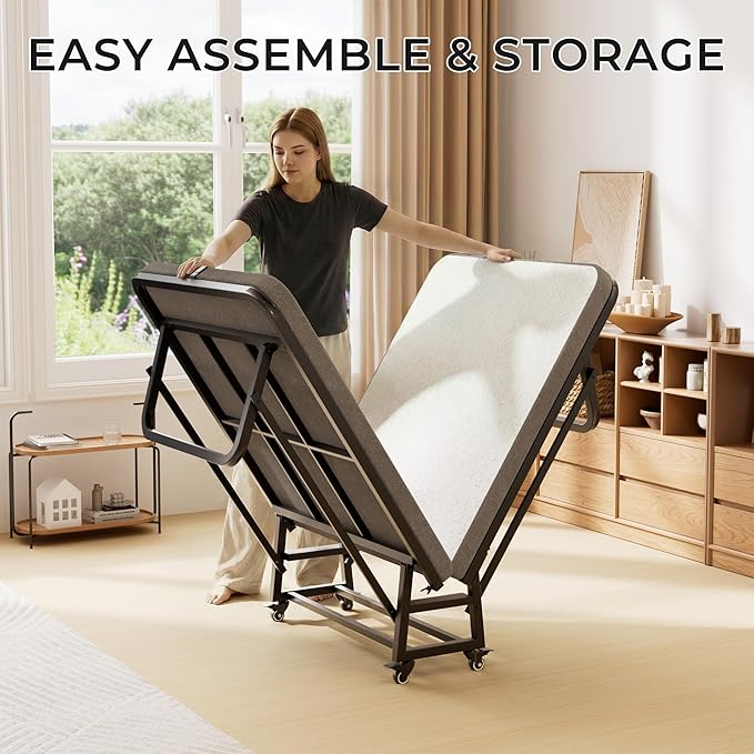 71.5x32 Foldable Bed with 2.2 inch Mattress, Folding Cot Size Frame, Portable Rollaway Guest Bed with Memory Foam Mattress, Space-Saving Foldable Design Strong Frame for Guest Room, Apartment