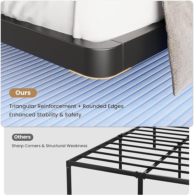 SHA CERLIN Floating Bed Frame King Size with Smart LED Lights and Charging Station, Heavy Duty Metal Platform Bed with Modern Design,No Box Spring Needed, Easy Assembly, Matte Black