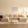 137.8” Sectional Couches for Living Room, Set of Cloud Couch, Modular Sectional Sofa, Convertible Sofas Bed, Deep Seat Sofa, U Shaped Cozy Sofa Furniture Set, Corduroy, Camel