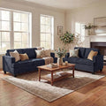 YOUDENOVA 2 Piece Set Comfy Sofa Couch, 3 Seater & Loveseat Sofa with Deep Seats, Modern Sleeper Couch for Living Room, Blue Corduroy
