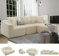 3 Seater L Shaped Sofa with Deep Seat, 101" Cloud Sectional Couch with Chaise, Cozy Modular Couches Sleeper, Oversized Corduroy Sofa for Living Room Bedroom Apartment, Beige