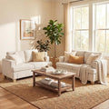 YOUDENOVA 2 Piece Set Comfy Sofa Couch, Loveseat Sofa * 2 with Deep Seats, Modern Sleeper Couch for Living Room, White Corduroy