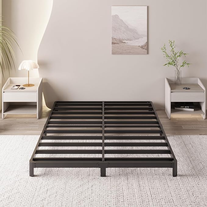 Yicensen 6 Inch Full Bed Frame Low Profile No Box Spring Needed, Heavy Duty Full Size Metal Platform Bed Frame with Rounded Corner Legs, Easy Assembly, Noise Free, Black