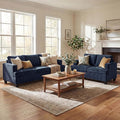 YOUDENOVA 2 Piece Set Comfy Sofa Couch, 3 Seater & Loveseat Sofa with Deep Seats, Modern Sleeper Couch for Living Room, Navy Chenille