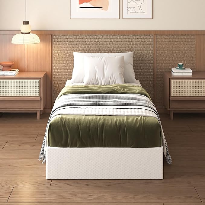 Lutown-Teen 10 Inch Twin Box Spring High Profile, Heavy Duty Metal Box Spring Twin Bed Base with Fabric Cover, Mattress Foundation, Noise Free, Easy Assembly