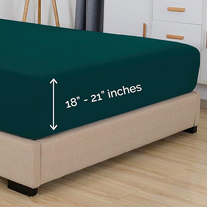 Elegant Comfort 1500 Premium Hotel Quality 18-21 Inches Deep - Extra Deep Pocket Single Fitted Sheet for High Mattress, Luxury and Softest, Smart Pocket - Wrinkle Free, California King, Marine Teal