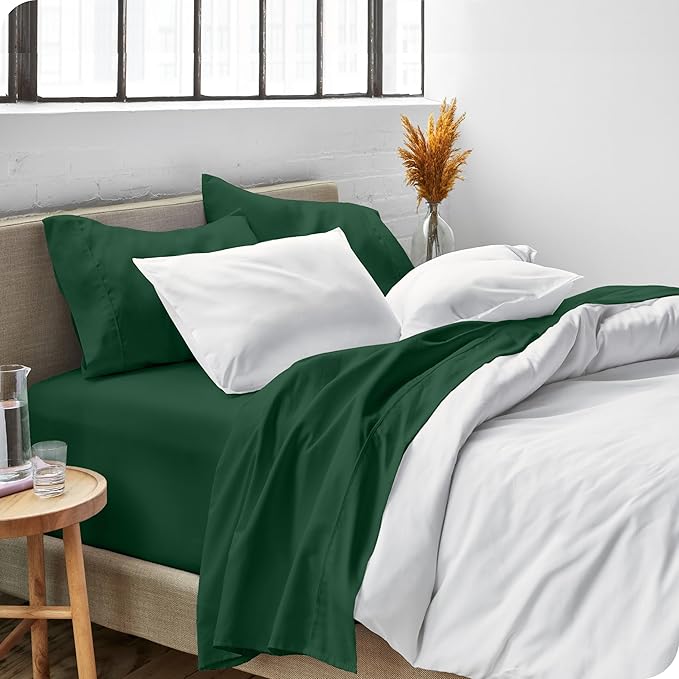 Bare Home King Sheet Set - 1800 Ultra-Soft Microfiber King Bed Sheets - Double Brushed - Deep Pockets - Easy Fit - 4 Piece Set - Bedding Sheets & Pillowcases (King, Forest Green)