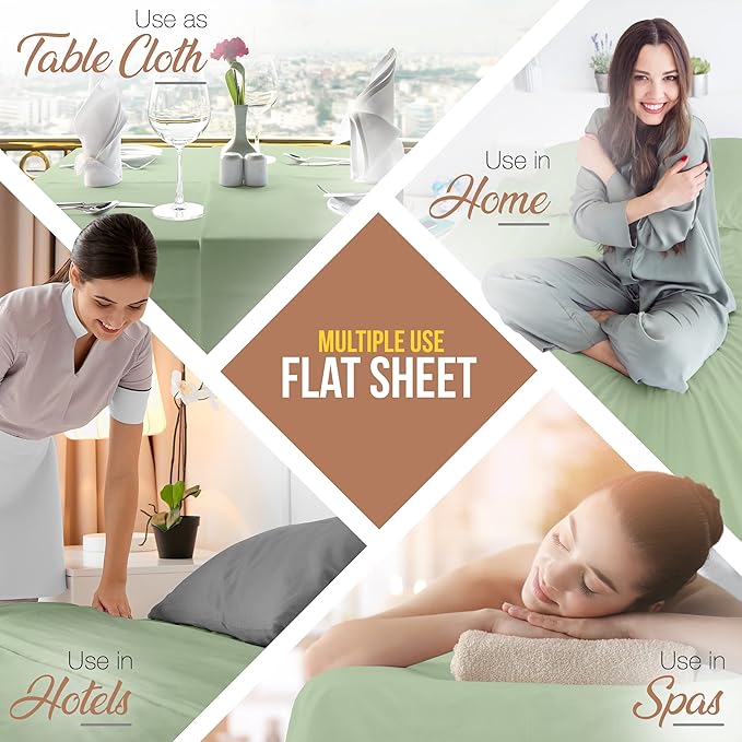 Utopia Bedding Flat Sheet - 1 Pack (Queen, Sage) - Soft Brushed Microfiber Fabric - Shrinkage & Fade Resistant Top Sheet - Easy Care Bed Sheet