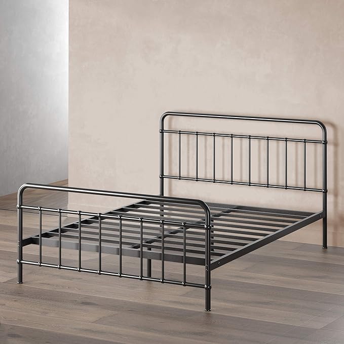 Zinus Florence Full Panel Metal Platform Bed Frame, Mattress Foundation, No Box Spring Needed, Easy Assembly, Black, Twin