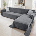 Sectional Couch Covers, 2 Pieces Washable L Shaped Couch Covers Sofa Blanket for Dogs Pet Friendly Sectional Sofa Slipcovers Furniture Covers,71"x 102"+ 71"x 110",(Large,Dark Gray)
