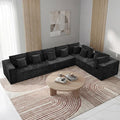 167'' Boneless Chenille L Shaped Couch, Oversized Modular Sectional 7 Seater Sofa, Modern Deep Seat Corner Cloud Compressed Couch, No Assembly Sleeper Sofa with Chaise for Living Room, Black