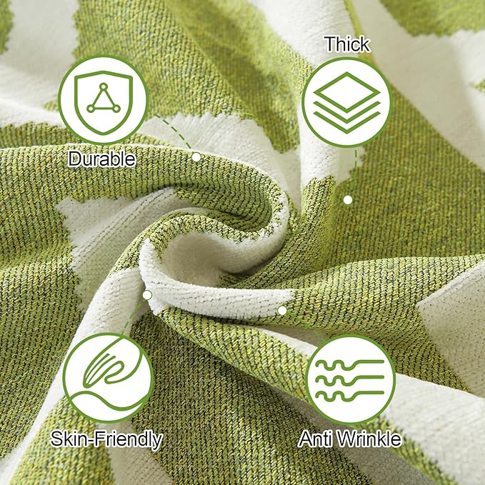 OstepDecor Boho Sectional Couch Covers 2 Pieces, L Shaped Sofa Cover, Chenille Couch Cover for Dogs Washable, Couch Cover Blanket, Sofa Slipcover for 2-3 Cushion Couch (71"x102"+71"x118", Green)