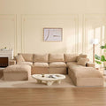 137.8” Sectional Couches for Living Room, Set of Cloud Couch, Modular Sectional Sofa, Convertible Sofas Bed, Deep Seat Sofa, Sleeper Sofa Full Size, Corduroy, Camel