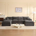 137.8” Sectional Couches for Living Room, Set of Cloud Couch, Modular Sectional Sofa, Convertible Sofas Bed, Deep Seat Sofa, U Shaped Cozy Sofa Furniture Set, Corduroy, Gray