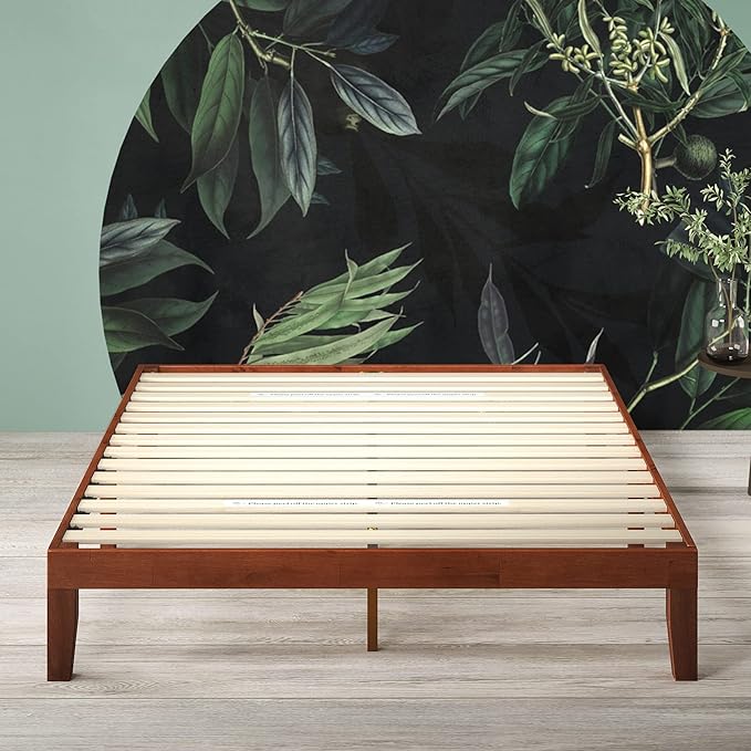 Zinus Wen Wood Platform Bed Frame/Solid Wood Foundation/Wood Slat Support/No Box Spring Needed/Easy Assembly, Queen