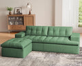 Cloud Sectional Boneless Sofa with Ottoman, Modular L Shaped Couch with Layered Cushion, Fluffy Comfy Couches for Living Room, No Assembly, Green