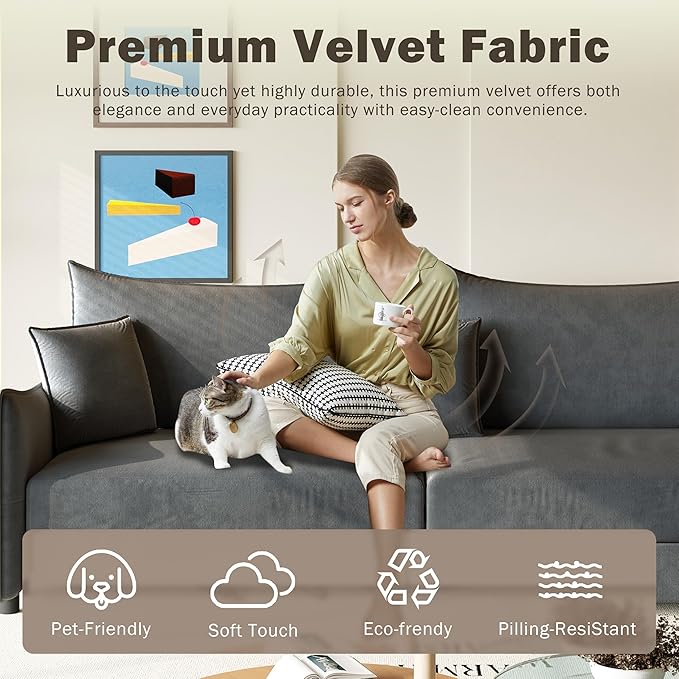 KEIKI 81.9" 3-in-1 Convertible Sofa Bed, Modern Velvet Sleeper Couch with Reinforced Frame, Pull Out Futon Sofa for Apartments, Guest Rooms, Dorms, Studios & Small Living Spaces