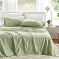 Comfort Spaces 100% Cotton Sheets Cal King, Breathable & Soft Cotton Sheets, Naturally Cool Cotton Bed Sheets with 14" Elastic Pocket Fits up to 16" Mattress, All Seasons Sheet Set, Sage Green 4 Piece