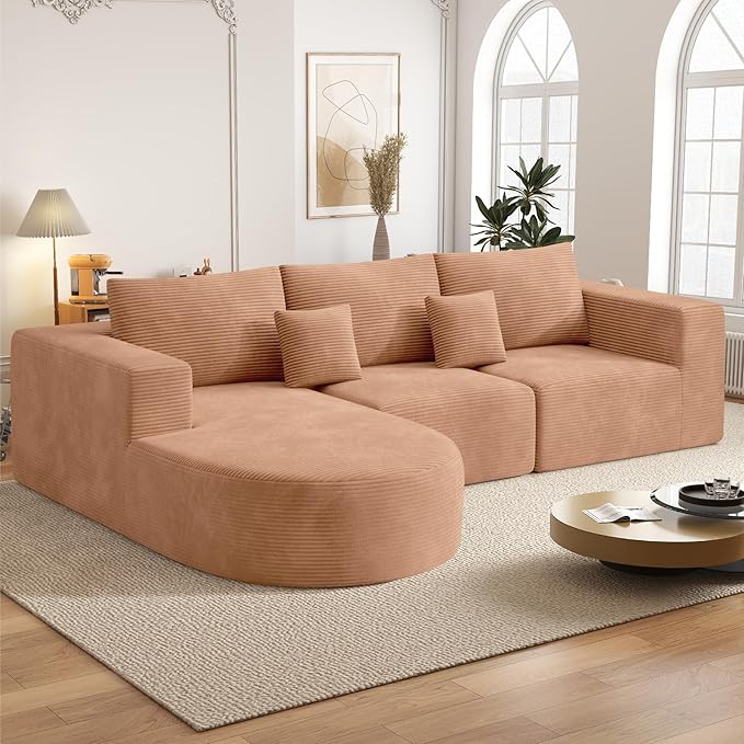 Boneless Couches for Living Room,Cloud Sectional Couch with L-Shape Chaise,Modern Modular Sofa with Deep Seat Upholstered Comfy Couches for Bedroom,No Assembly Required,1PCS