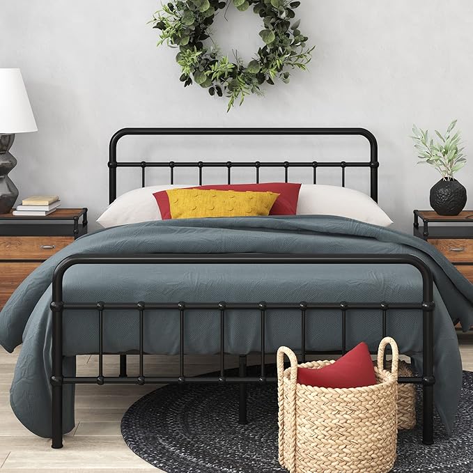Zinus Florence Metal Platform Bed Frame, Mattress Foundation, No Box Spring Needed, Easy Assembly, Black, Twin