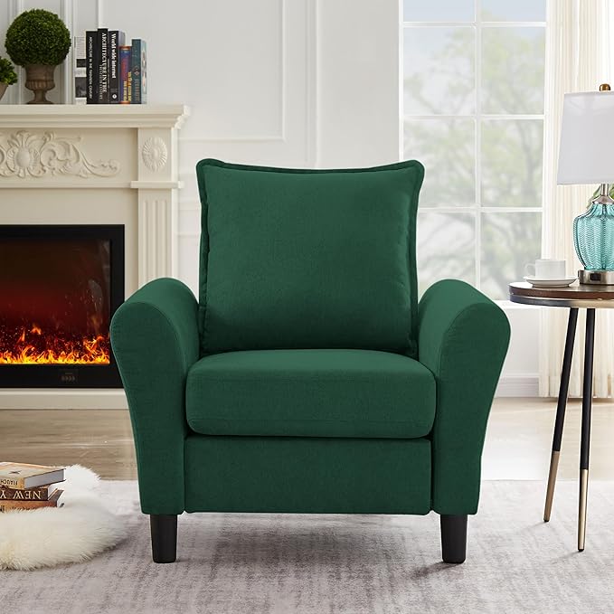 Accent Chair for Living Room, 35" Reading Chairs for Bedroom Arm Chair Modern Single Sofa Comfy Chair for Apartment, Waiting Room and Office (Green, Chair)
