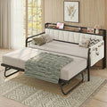 LIKIMIO Daybed with Trundle Bed, Twin Bed Frame with Storage Boucle Headboard and Charging Station, Sofa Day Bed with Strong Supports for Living Room, Bedroom, and Guest Room, Cream