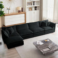 mikibama Modular Sectional Sofa, 146.5 Inch L Shaped Couch Set for Living Room, 4-Seater Comfy Cloud Couches with Movable Ottoman, DIY Combination, Chenille, Black