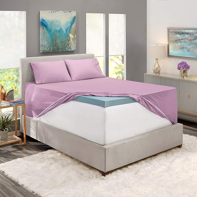 Hearth & Harbor Extra Deep Pocket King Size Sets - Fits Mattress 18-24 Inches Deep - Extra Deep Pocket Sheets - 6 Piece King Size - King - Lavender Dream