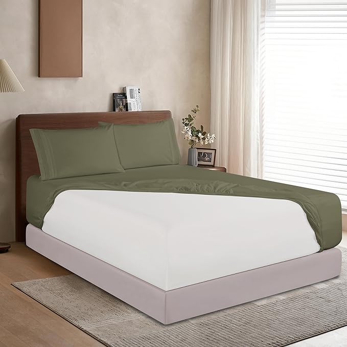 Elegant Comfort 1500 Premium Hotel Quality 18-24 Inches Deep - Extra Deep Pocket Single Fitted Sheet for High Mattress, Luxury and Softest, Smart Pocket - Wrinkle Free, Twin/Twin XL, Green