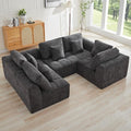 110''Modular Sectional Couches for Living Room, Cloud Boneless Compressed Sectional Sofa, Oversized U Shaped 5 Seater Upholstered Memory Foam Sofa, No Assembly, Chenille Grey
