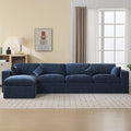 146''Cloud Boneless Sectional Couch, Modular Sectional Sofa Deep Seat with Ottoman, Oversized Upholstered Convertible Comfy 5 Seater Chenille Sofa L Shape Couches for Living Room, Navy