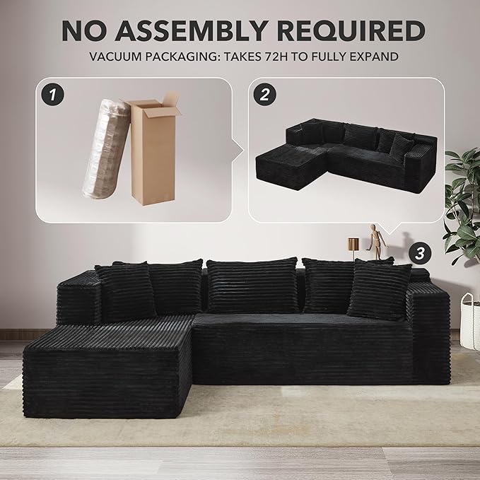 Garvee Modular Sectional Sofa Cloud Sectional Couch, 106" Comfy Fluffy L Shaped Couches for Living Room,Oversized Sofa Sleeper with Deep Seat, No Assembly Required