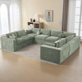 155''Cloud Boneless Sectional Couch, Modular Sectional Sofa Deep Seat, Oversized Upholstered Convertible Comfy 8 Seater Chenille Memory Foam Sofa U Shape Couches for Living Room, Green
