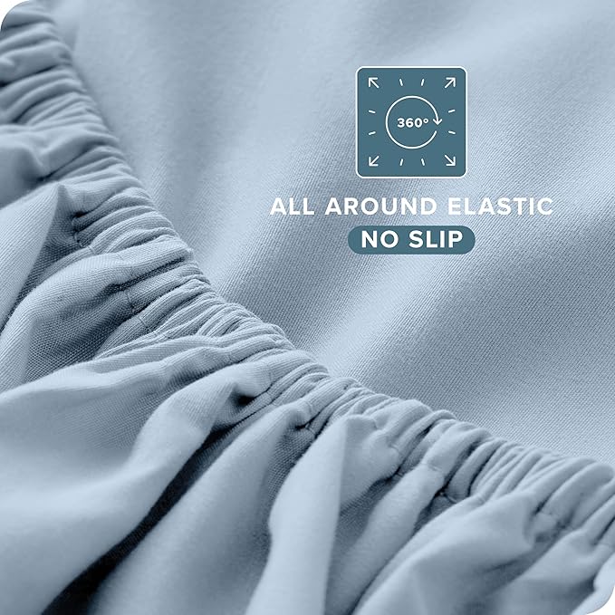 Bare Home Split Head Flex King Sheet Set - 1800 Ultra-Soft Microfiber Bed Sheets - Double Brushed - Deep Pockets - Easy Fit - 4 Piece Set - Bedding Sheets & Pillowcases (Dusty Blue)